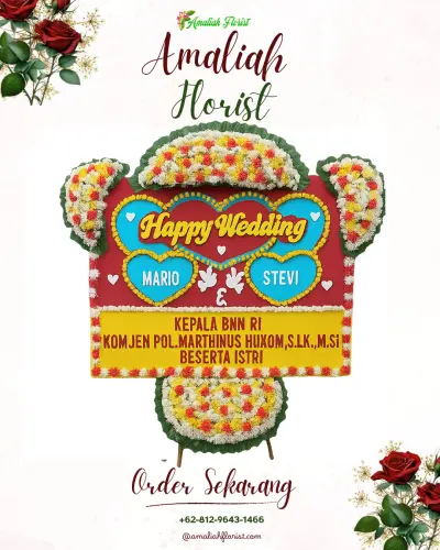 Karangan Papan Bunga Pernikahan di Pranggong